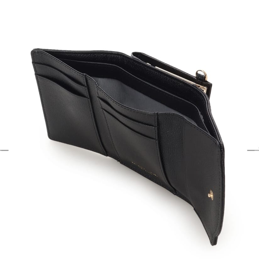 ラメフラワービジュー 折財布　ブラック