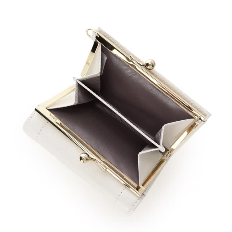 ラメフラワービジュー 折財布　ホワイト