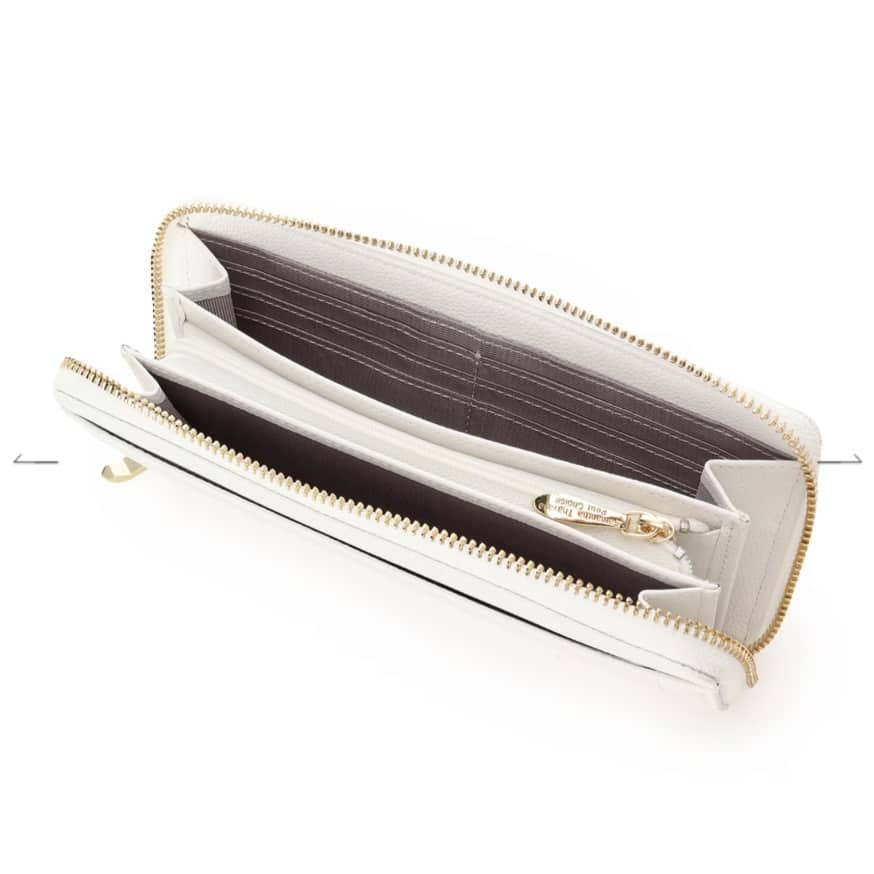 ラメフラワービジュー 長財布　ホワイト