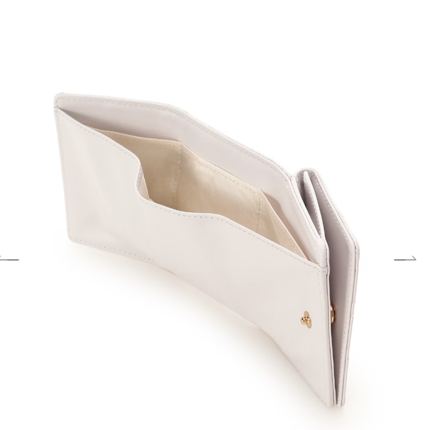 リボンキルト ミニ財布　オフホワイト