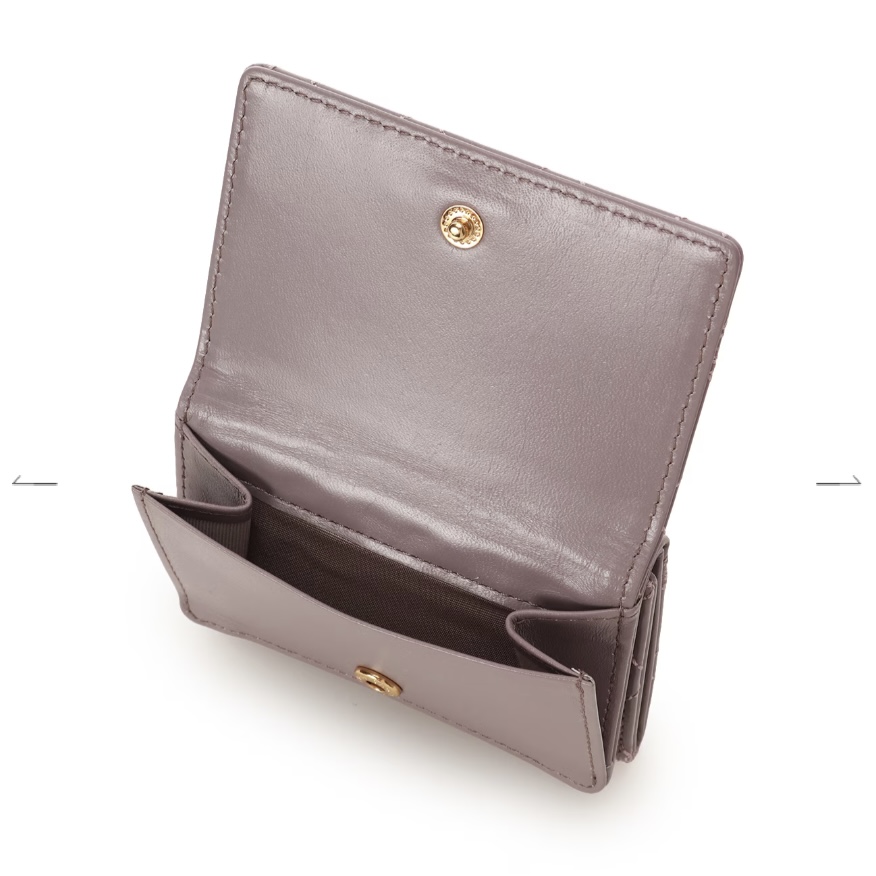 リボンキルト ミニ財布　ブラウン