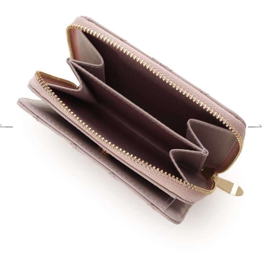 リボンキルト 折財布　ピンク