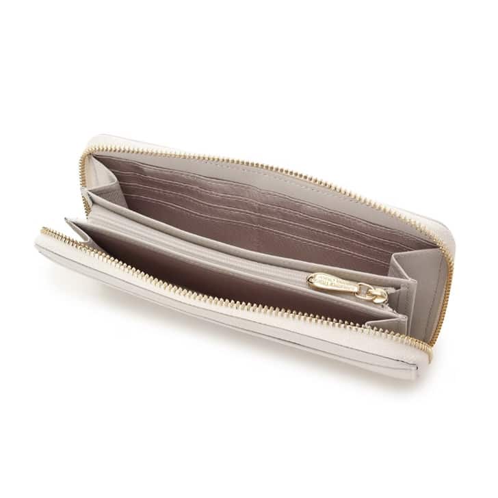 バイカラーリボン 長財布　ライトグレー