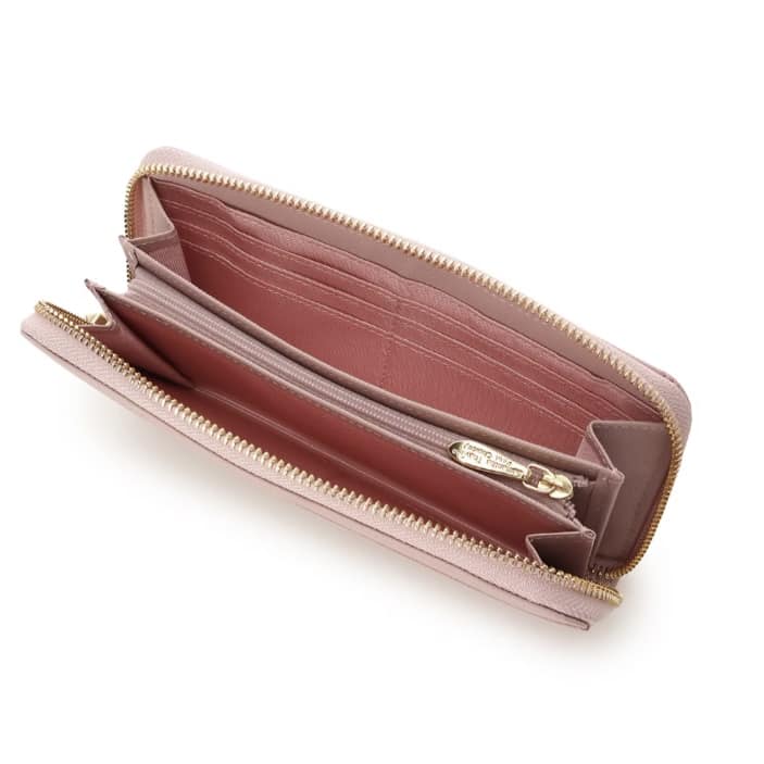 バイカラーリボン 長財布　ピンク