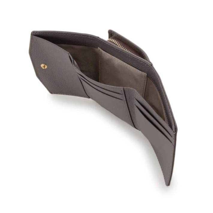 ジュエルバーL字型ジップ折財布　グレージュ