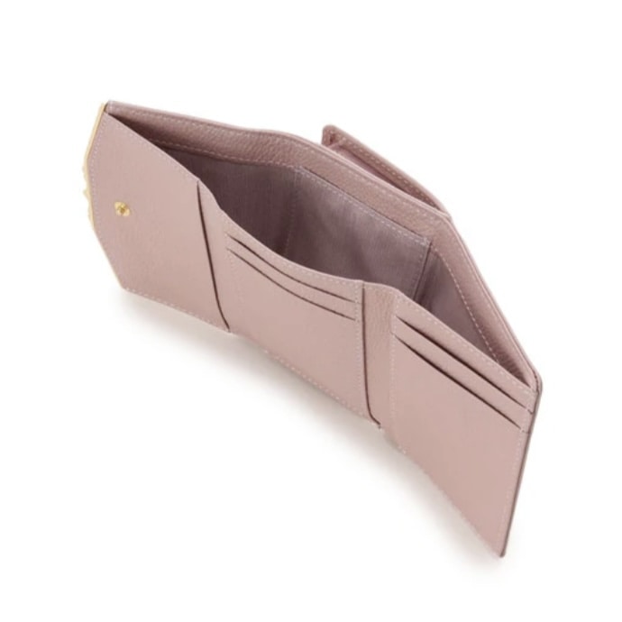 ジュエルバーL字型ジップ折財布　ピンク