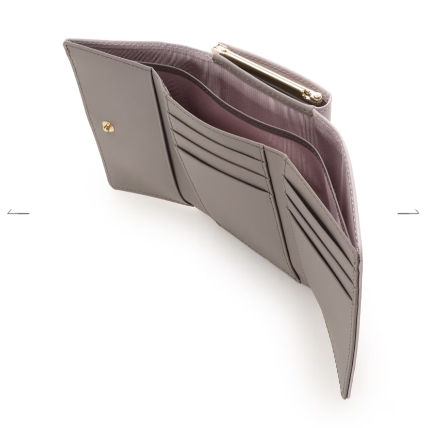 バイカラーフロントベルト 口金折財布　ピンク