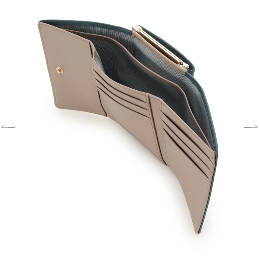 バイカラーフロントベルト 口金折財布　グリーン