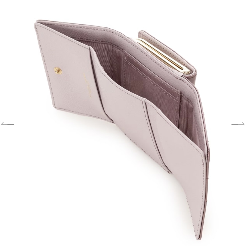 エナメルキルティング がま口折財布　ラベンダー