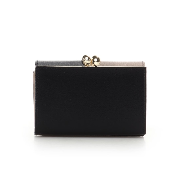 バイカラーフロントベルト 口金折財布　ブラック