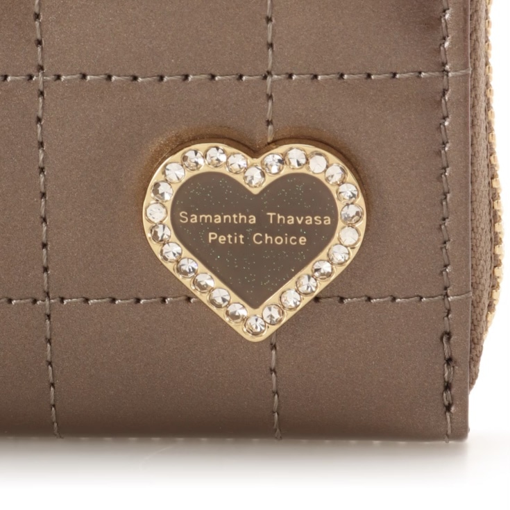 エナメルキルティング 長財布　グレージュ