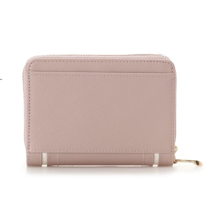 バイカラーリボン 折財布　ピンク