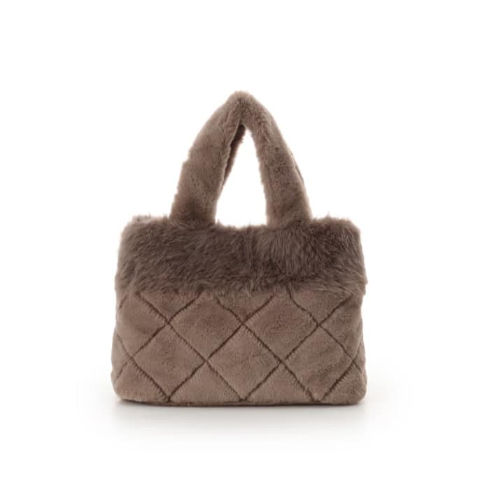 キルティングファーバッグ　モカ