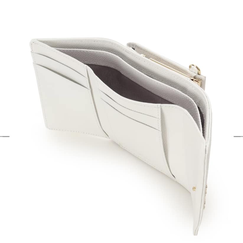 ラメフラワービジュー 折財布　ホワイト