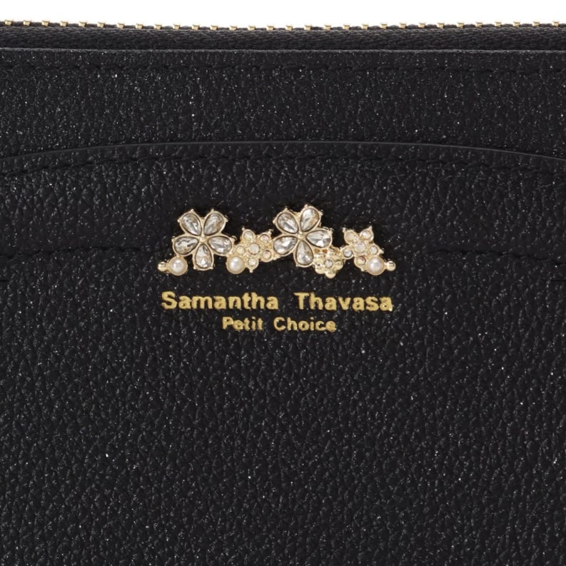 ラメフラワービジュー 長財布　ブラック