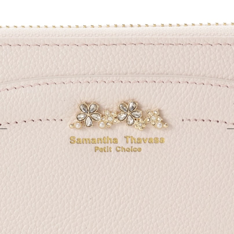 ラメフラワービジュー 長財布　ピンク