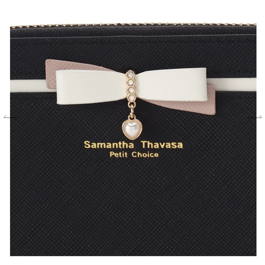 バイカラーリボン 長財布　ブラック