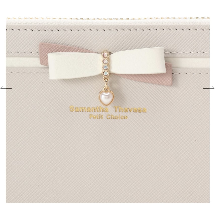 バイカラーリボン 長財布　ライトグレー