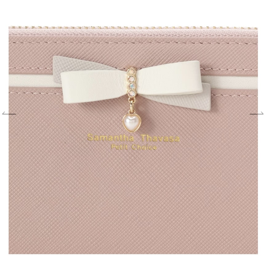 バイカラーリボン 長財布　ピンク