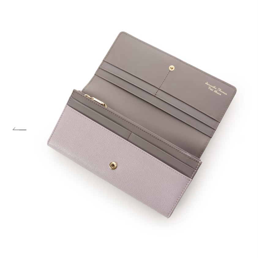 バイカラーフロントベルト 長財布　ピンク