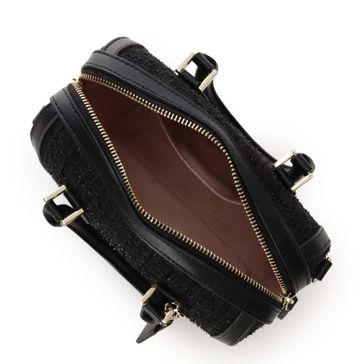 ツイード ボストンバッグ　ブラック