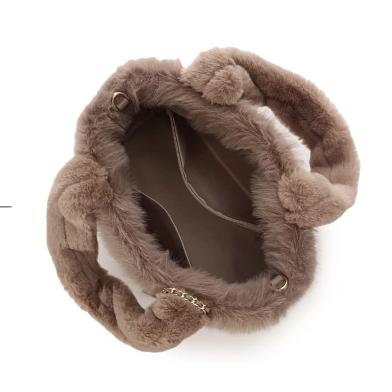 キルティングファーバッグ　モカ