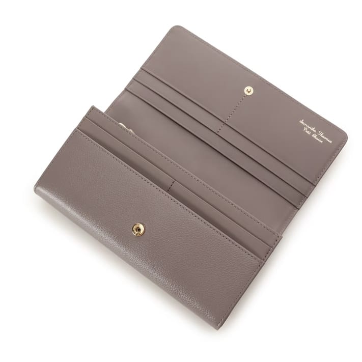  バイカラーフロントベルト 長財布　グレージュ
