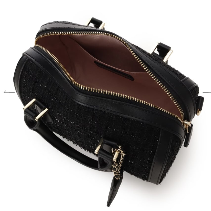 ツイード ボストンバッグ　ブラック