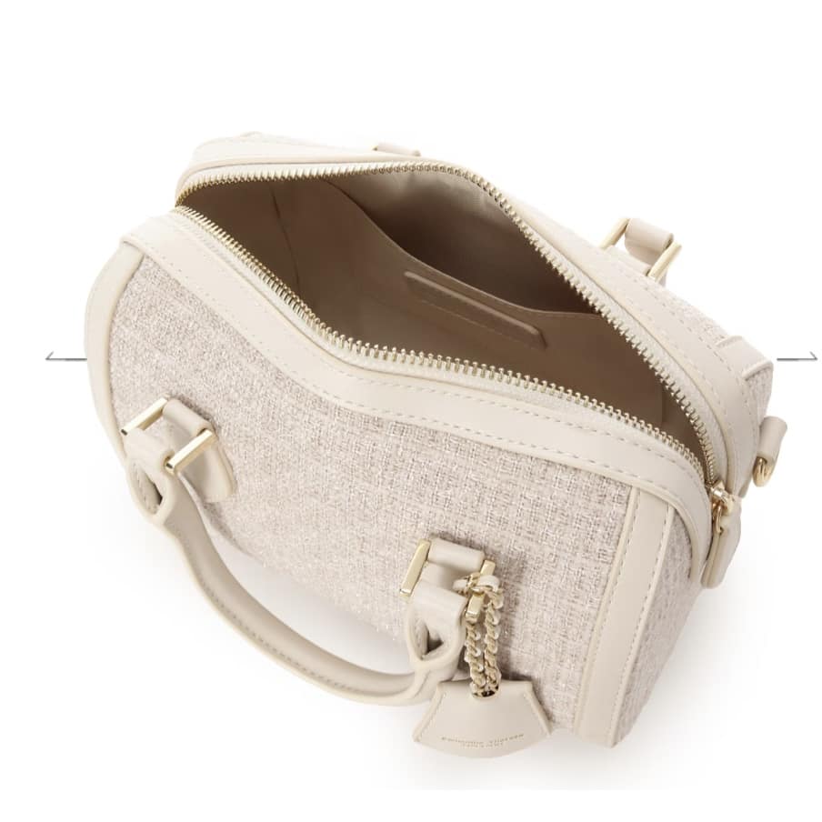 ツイード ボストンバッグ　オフホワイト