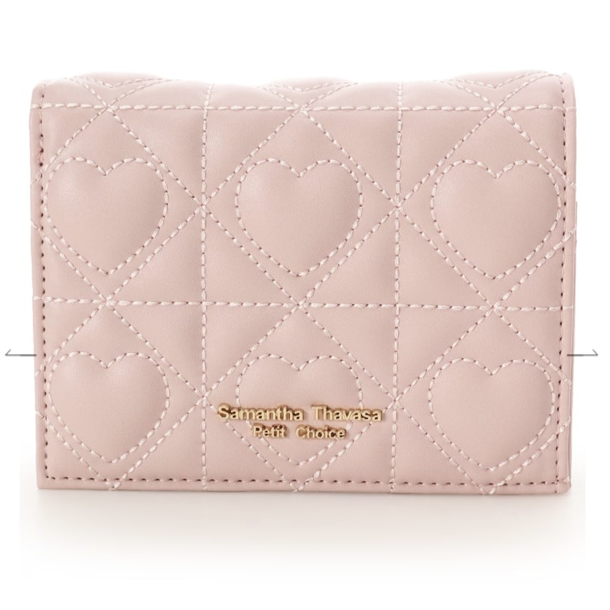 ハートキルト ミニ財布　ピンク