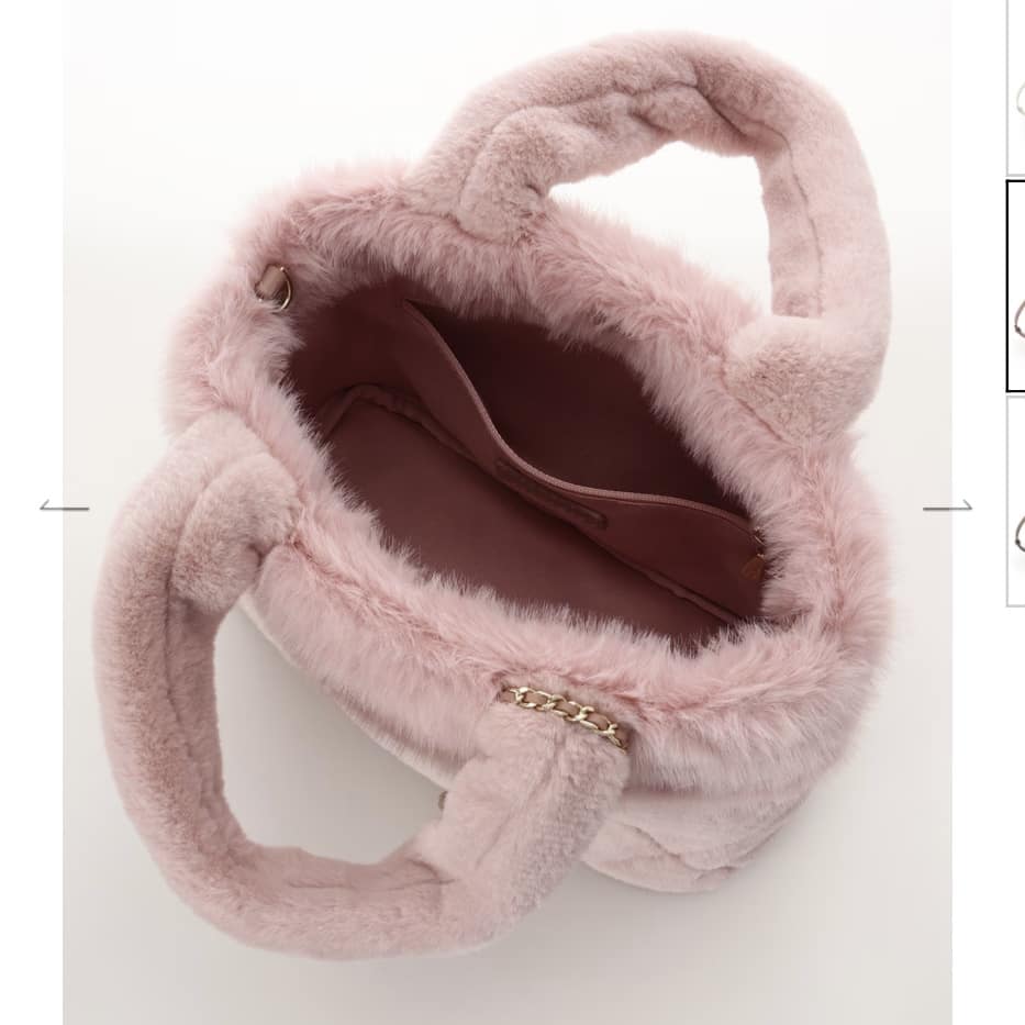 キルティングファーバッグ　ピンク