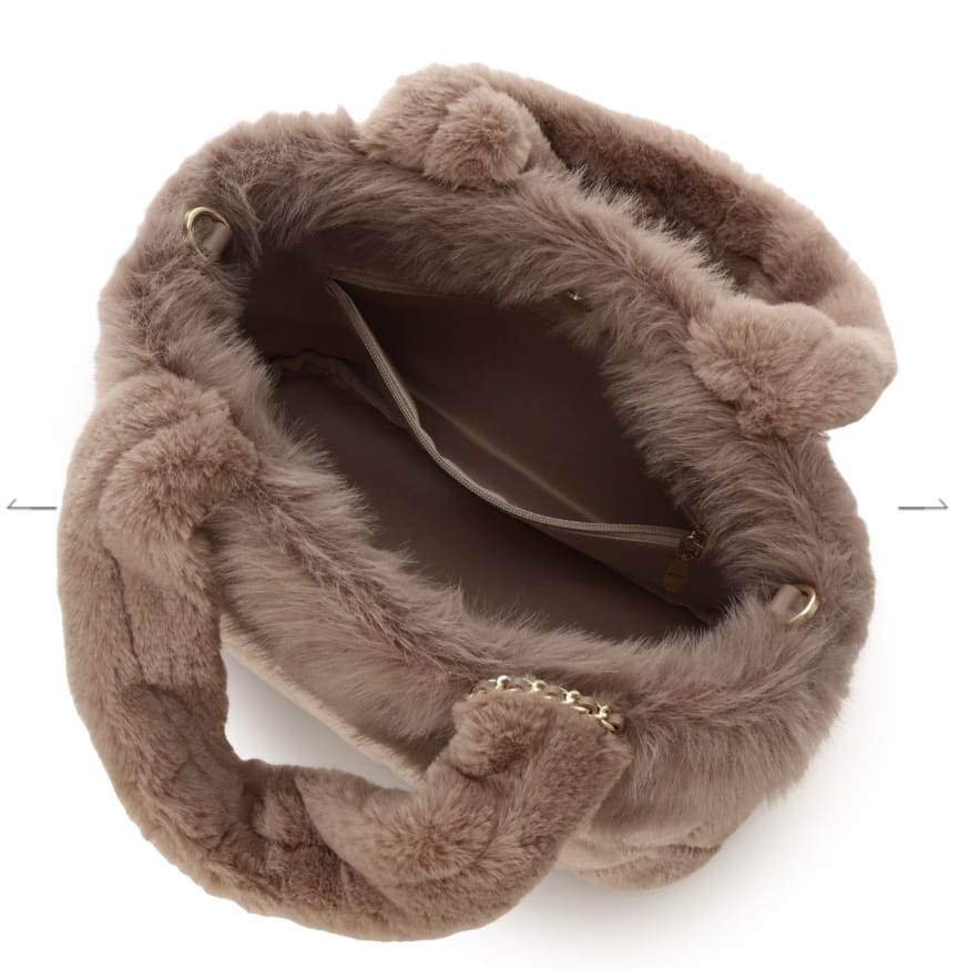 キルティングファーバッグ　モカ