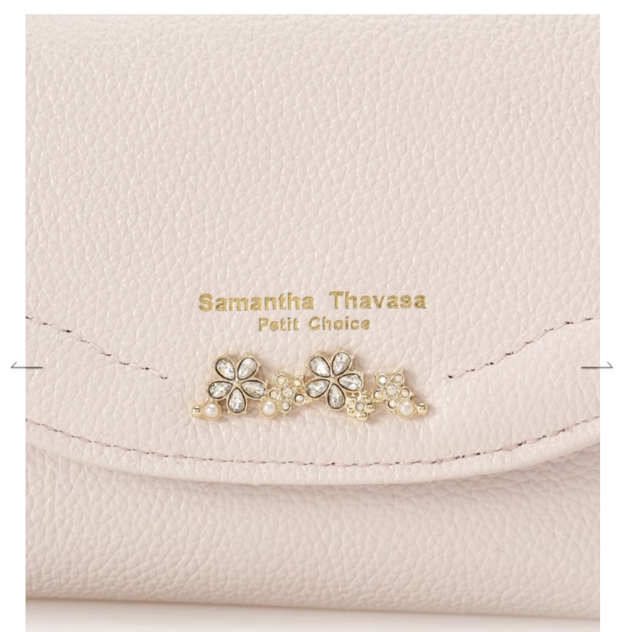 ラメフラワービジュー 折財布　ピンク