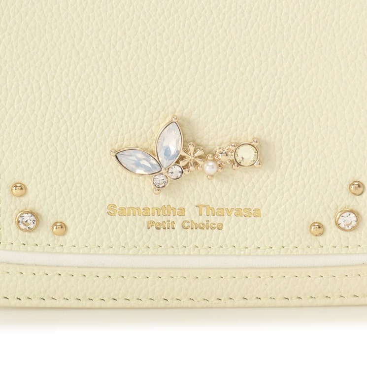 バタフライビジュー パスケース　ペールイエロー