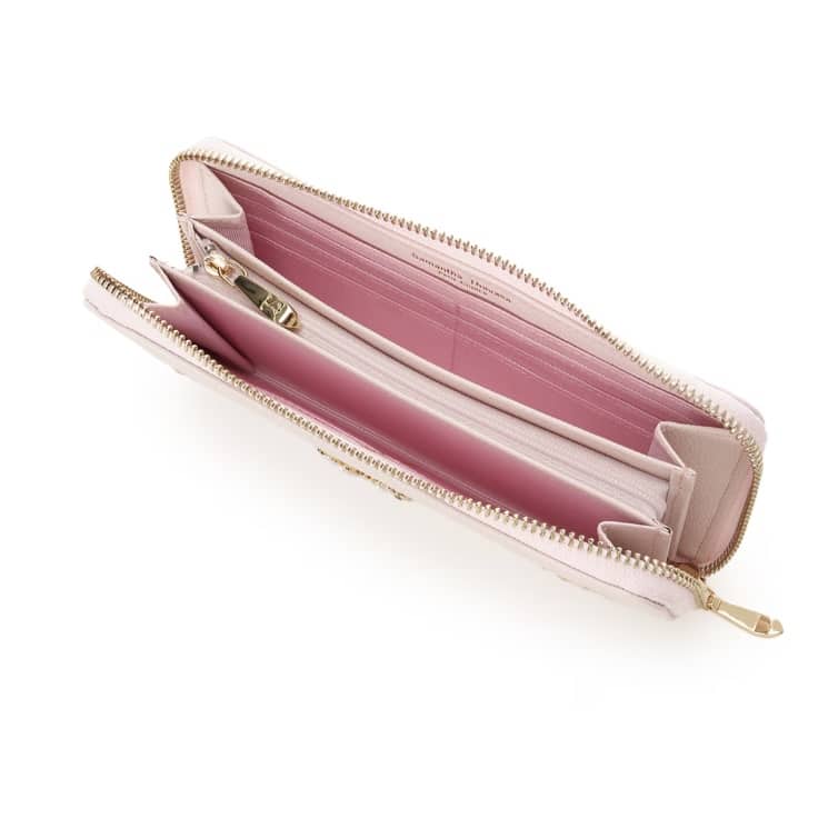 バタフライビジュー　長財布　ピンク