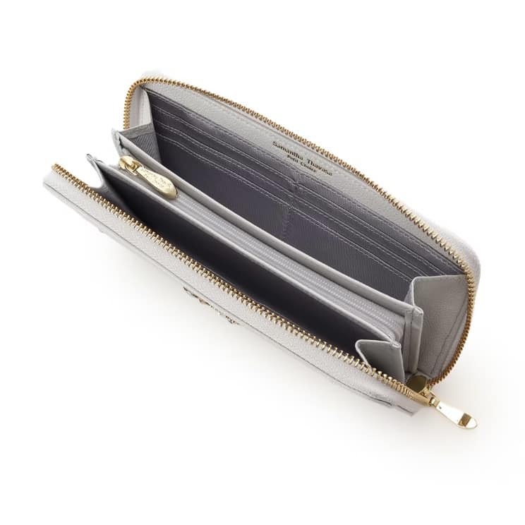 バタフライビジュー　長財布　ライトブルー