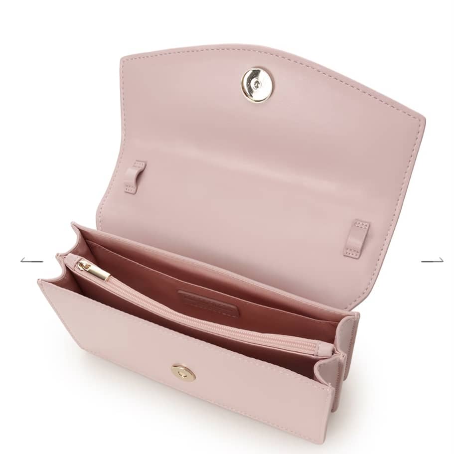 キルティングウォレットショルダー　ピンクベージュ