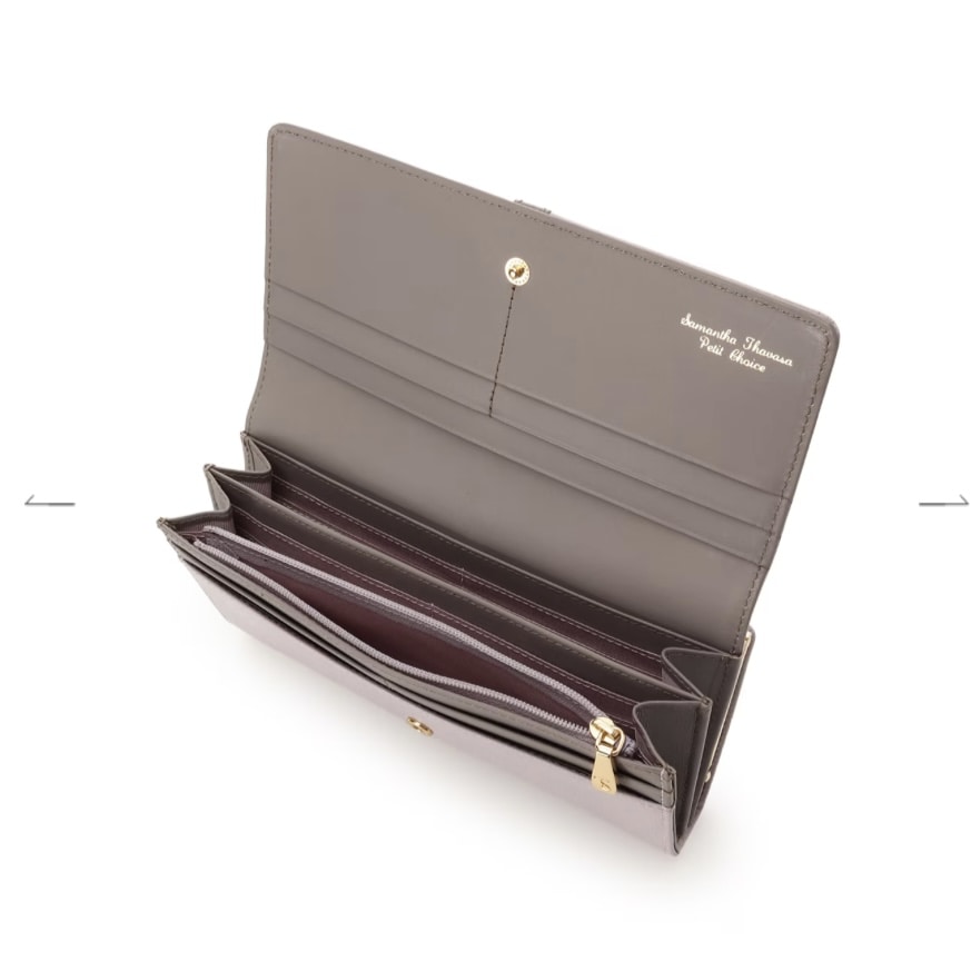 バイカラーフロントベルト 長財布　ピンク