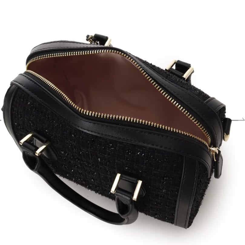 ツイード ボストンバッグ　ブラック