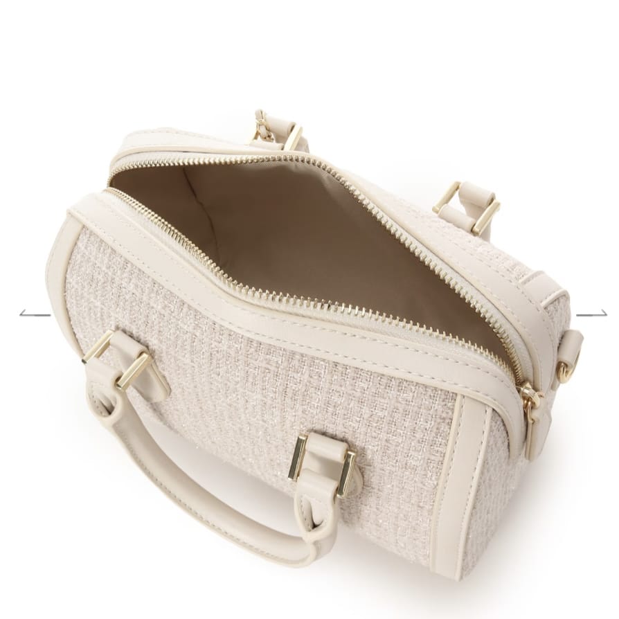 ツイード ボストンバッグ　オフホワイト