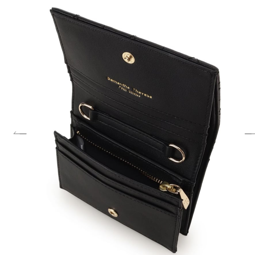 ハートキルト ミニ財布　ブラック