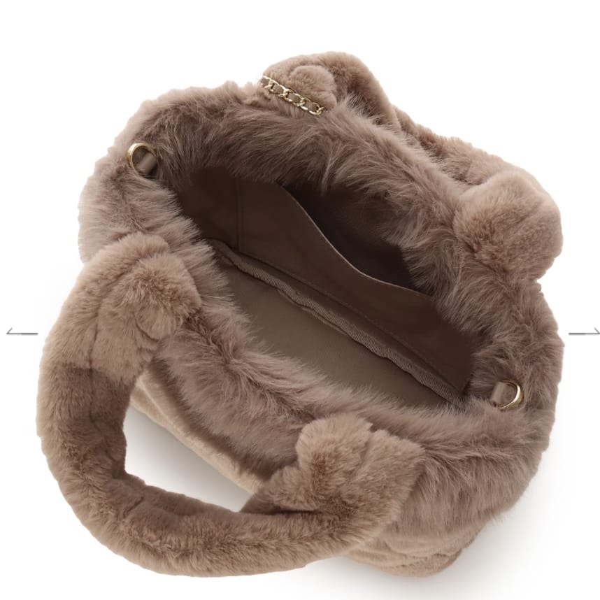 キルティングファーバッグ　モカ