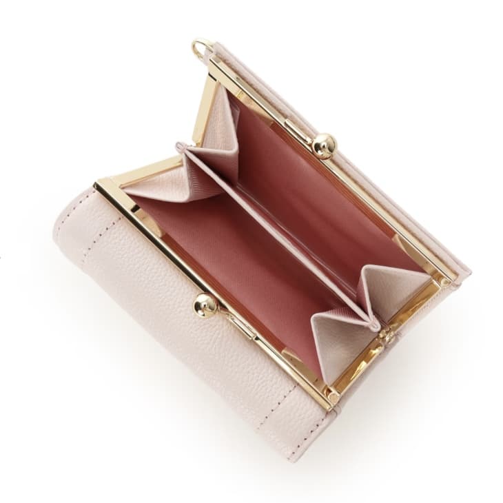 ラメフラワービジュー 折財布　ピンク