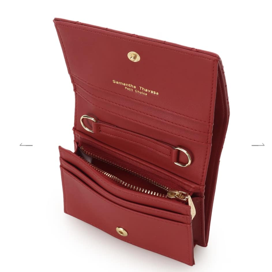 ハートキルト ミニ財布　レッド