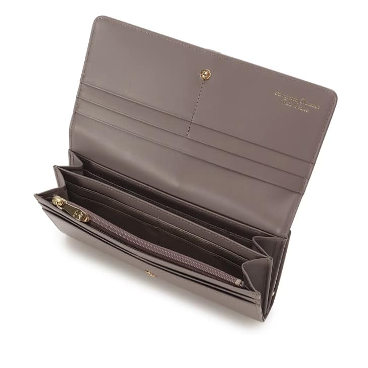  バイカラーフロントベルト 長財布　グレージュ