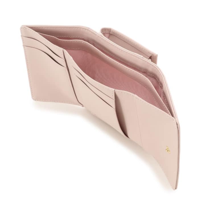 ハートキルティング 折財布　ピンク