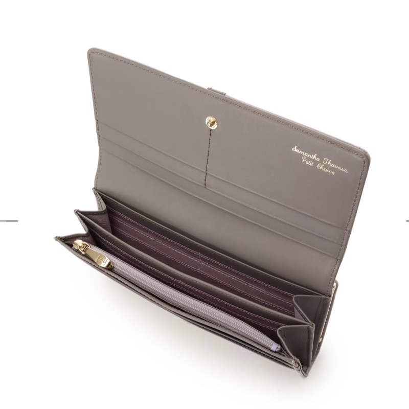 バイカラーフロントベルト 長財布　ピンク