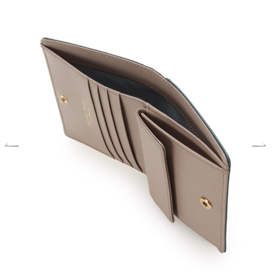 バイカラーフロントベルト 二つ折り財布　グリーン