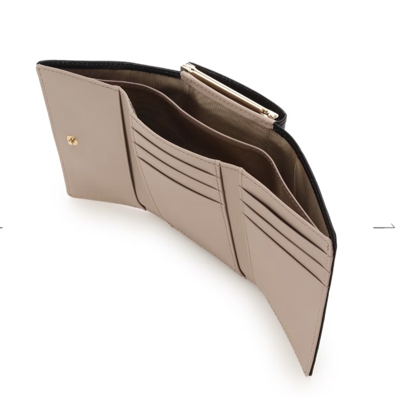 バイカラーフロントベルト 口金折財布　ブラック