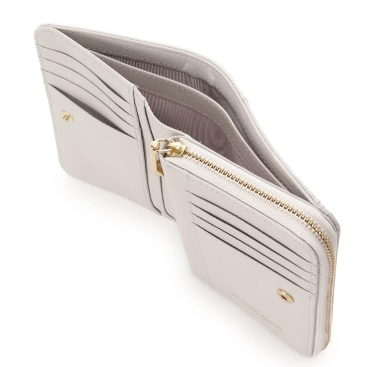 バイカラーリボン 折財布 ライトグレー